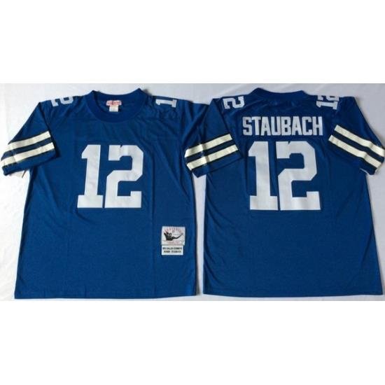 Men Dallas Cowboys 12 Roger Staubach Blue M&N Throwback Jersey