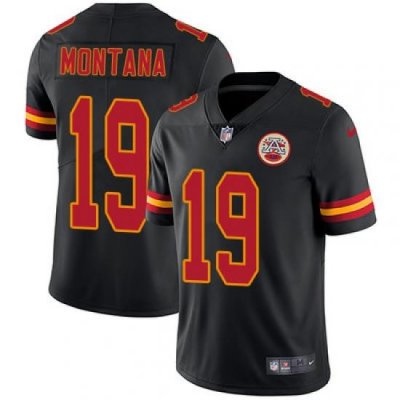 Nike Chiefs #19 Joe Montana Black Mens Stitched NFL Limited Rush Jersey