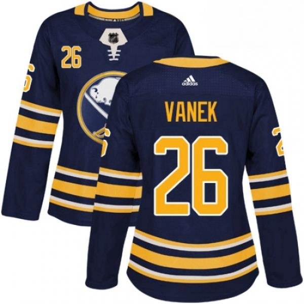 Womens Adidas Buffalo Sabres 26 Thomas Vanek Authentic Navy Blue Home NHL Jersey