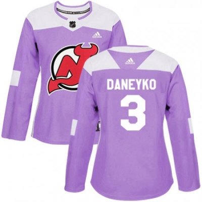 Womens Adidas New Jersey Devils 3 Ken Daneyko Authentic Purple Fights Cancer Practice NHL Jersey