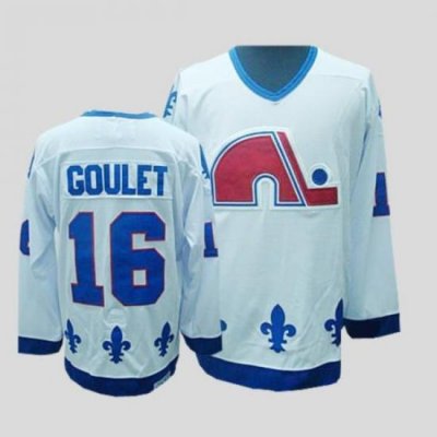 Nordiques #16 Michel Goulet Stitched CCM Throwback white NHL Jersey