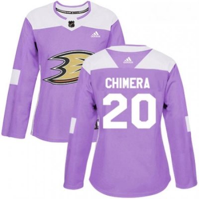 Womens Adidas Anaheim Ducks 20 Jason Chimera Authentic Purple Fights Cancer Practice NHL Jersey