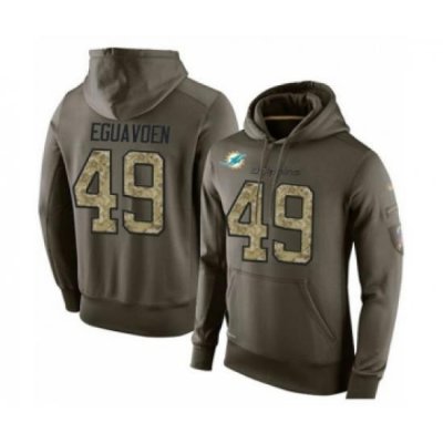 Football Miami Dolphins 49 Sam Eguavoen Green Salute To Service Mens Pullover Hoodie