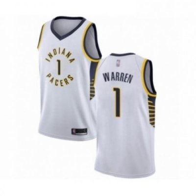 Mens Indiana Pacers 1 TJ Warren Authentic White Basketball Jersey Association Edition