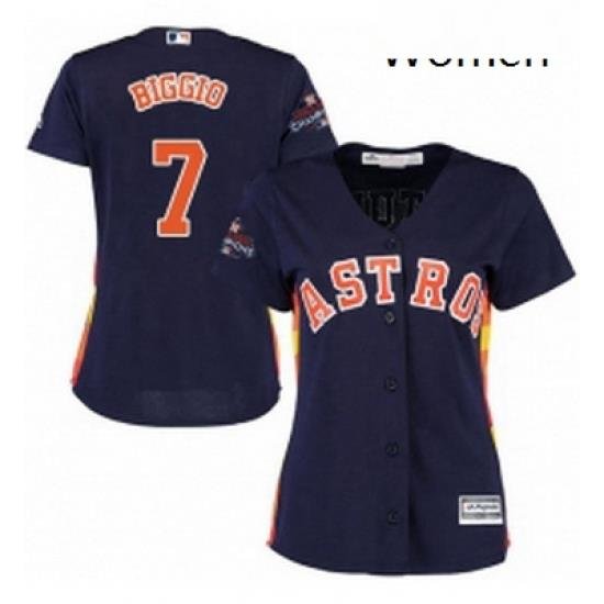 Womens Majestic Houston Astros 7 Craig Biggio Replica Navy Blue Alternate 2017 World Series Champions Cool Base MLB Jersey