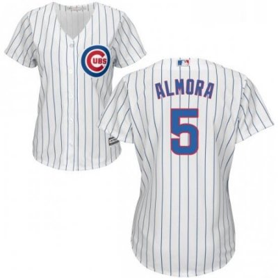 Womens Majestic Chicago Cubs 5 Albert Almora Jr Replica White Home Cool Base MLB Jersey