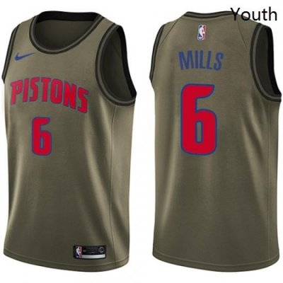 Youth Nike Detroit Pistons 6 Terry Mills Swingman Green Salute to Service NBA Jersey