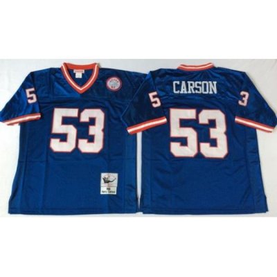 Men New York Giants 53 Harry Carson Blue M&N Throwback Jersey