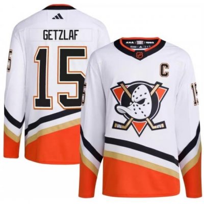 Men Anaheim Ducks 15 Ryan Getzlaf White 2022 23 Reverse Retro Stitched Jersey