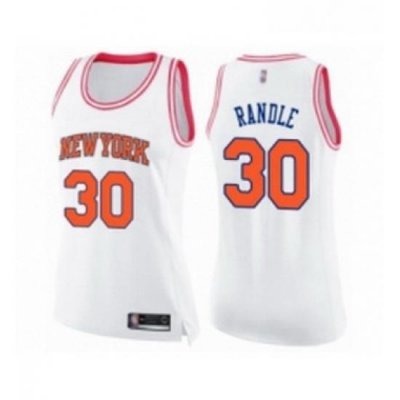 Womens New York Knicks 30 Julius Randle Swingman White Pink Fashion Basketball Jersey