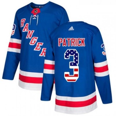 Youth Adidas New York Rangers 3 James Patrick Authentic Royal Blue USA Flag Fashion NHL Jersey