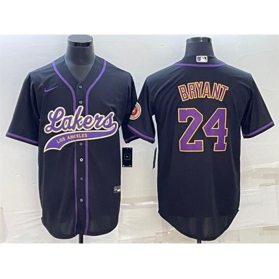 Men Los Angeles Lakers 24 Kobe Bryant Black Cool Base Stitched Baseball Jersey