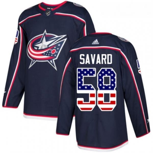 Youth Adidas Columbus Blue Jackets 58 David Savard Authentic Navy Blue USA Flag Fashion NHL Jersey