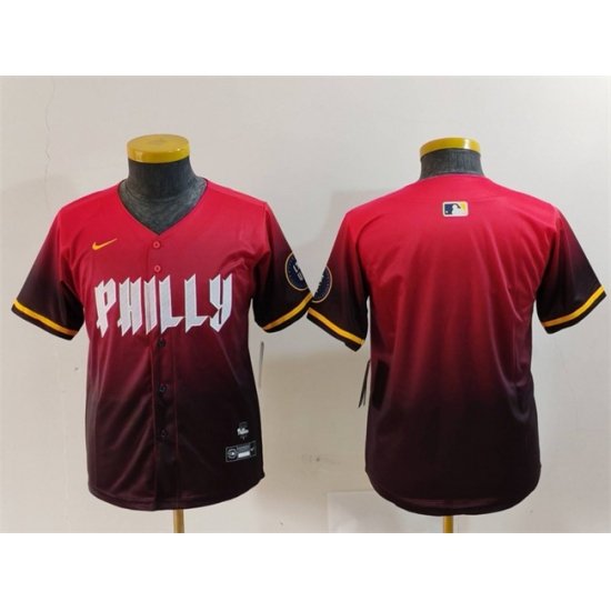 Youth Philadelphia Phillies Blank Red 2024 City Connect Limited Stitched Baseball Jersey