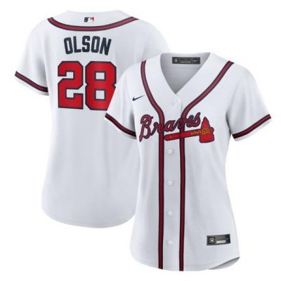 Women Atlanta Braves Matt Olson White Cool Base Stitched Jersey