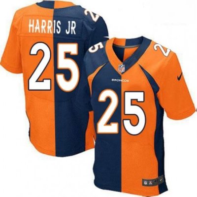 Men Nike Denver Broncos 25 Chris Harris Jr Elite OrangeNavy Split Fashion NFL Jersey