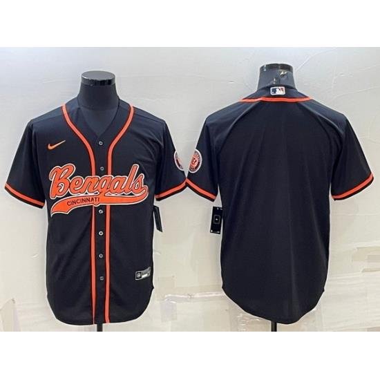 Men Cincinnati Bengals Blank Black With Patch Cool Base Stitched Baseball Jersey