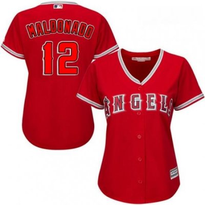 Womens Majestic Los Angeles Angels of Anaheim 12 Martin Maldonado Replica Red Alternate MLB Jersey