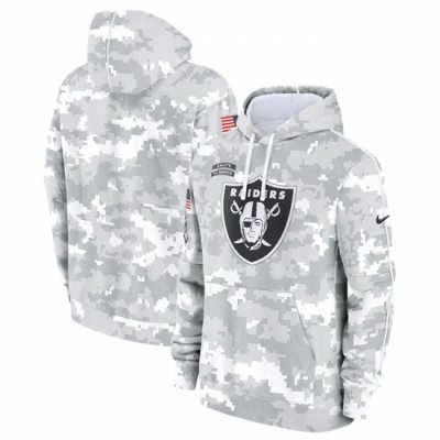 Men Las Vegas Raiders 2024 Arctic Camo Salute To Service Club Fleece Pullover Stitched Hoodie