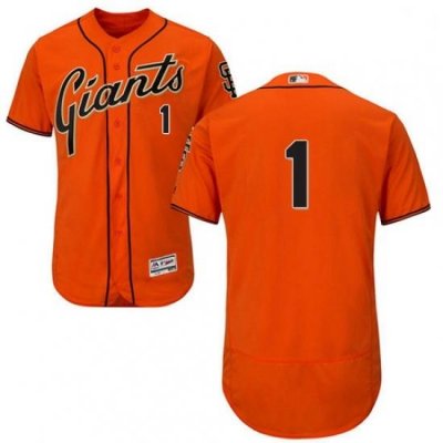 Mens Majestic San Francisco Giants 1 Gregor Blanco Orange Alternate Flex Base Authentic Collection MLB Jersey