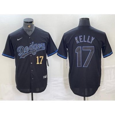 Men Los Angeles Dodgers 17 Shohei Ohtani Black Cool Base Stitched Baseball Jersey 5