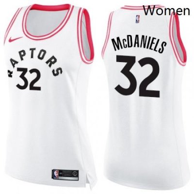 Womens Nike Toronto Raptors 32 KJ McDaniels Swingman WhitePink Fashion NBA Jersey