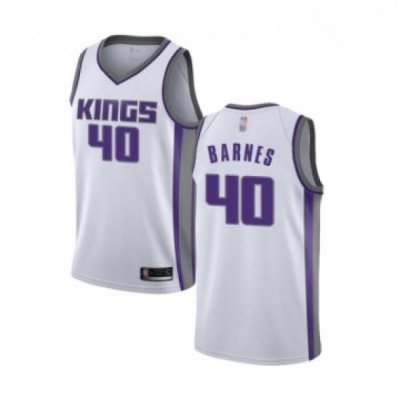 Mens Sacramento Kings 40 Harrison Barnes Authentic White Basketball Jersey Association Edition