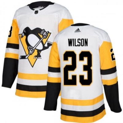 Youth Adidas Pittsburgh Penguins 23 Scott Wilson Authentic White Away NHL Jersey