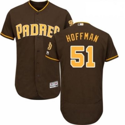 Mens Majestic San Diego Padres 51 Trevor Hoffman Brown Alternate Flex Base Authentic Collection MLB Jersey