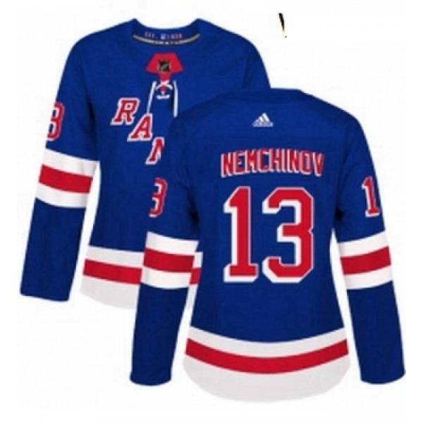 Womens Adidas New York Rangers 13 Sergei Nemchinov Authentic Royal Blue Home NHL Jersey