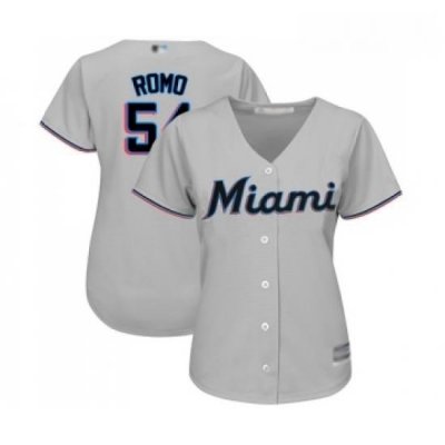 Womens Miami Marlins 54 Sergio Romo Replica Grey Road Cool Base Baseball Jersey