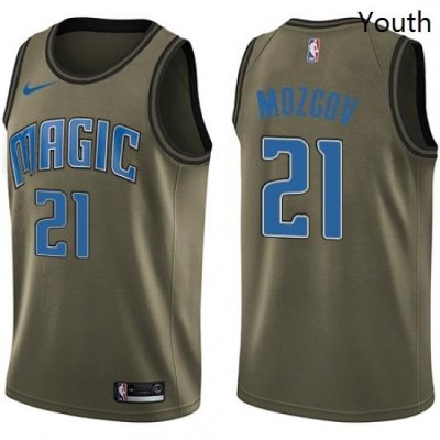 Youth Nike Orlando Magic 21 Timofey Mozgov Swingman Green Salute to Service NBA Jersey