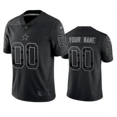 Men Women Youth Custom Dallas Cowboys Black Reflective Limited Stitched Football Jersey