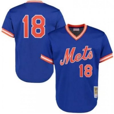 New York Mets #18 Darryl Strawberry Royal Cooperstown Mesh Batting Practice Jersey