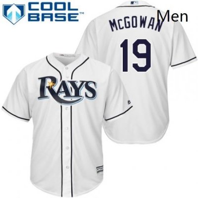 Mens Majestic Tampa Bay Rays 19 Dustin McGowan Replica White Home Cool Base MLB Jersey