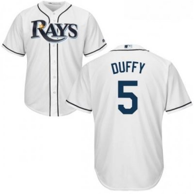 Youth Majestic Tampa Bay Rays 5 Matt Duffy Authentic White Home Cool Base MLB Jersey