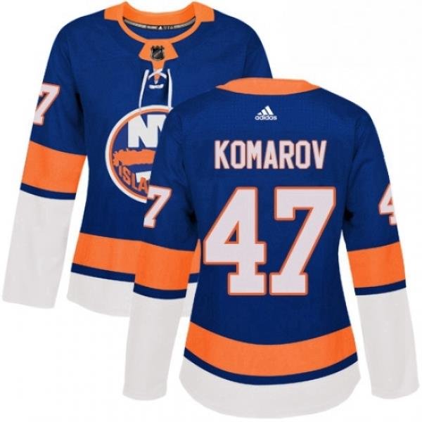 Womens Adidas New York Islanders 47 Leo Komarov Premier Royal Blue Home NHL Jersey