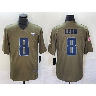 Men Tennessee Titans 8 Will Levis Olive 2017 Salute To Service Limited Stitched Jersey