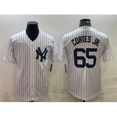 Men NeW York Yankees 65 Nestor Cortes Jr  White Cool Base Stitched Jersey