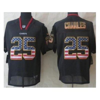 Nike Kansas City Chiefs 25 Jamaal Charles Black Elite USA Flag Fashion NFL Jersey