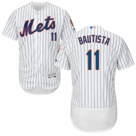 Mens Majestic New York Mets 11 Jose Bautista White Home Flex Base Authentic Collection MLB Jersey