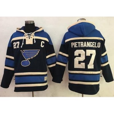 Blues #27 Alex Pietrangelo Navy Blue Sawyer Hooded Sweatshirt Stitched NHL Jersey