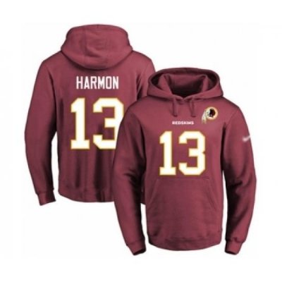 Football Mens Washington Redskins 13 Kelvin Harmon Red Name Number Pullover Hoodie