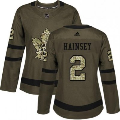 Womens Adidas Toronto Maple Leafs 2 Ron Hainsey Authentic Green Salute to Service NHL Jersey