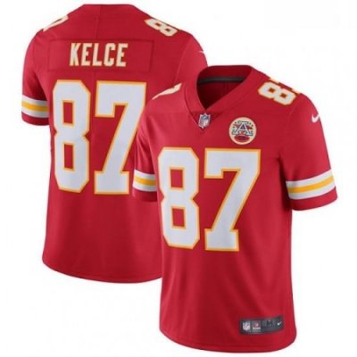 Youth Nike Kansas City Chiefs 87 Travis Kelce Red Team Color Vapor Untouchable Limited Player NFL Jersey