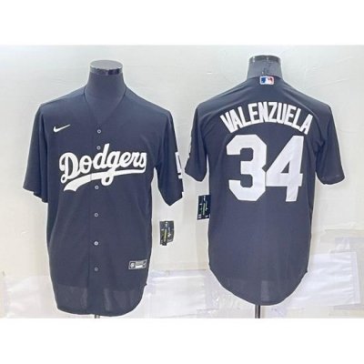 Men Los Angeles Dodgers 34 Toro Valenzuela Black Cool Base Stitched Baseball Jerseyy