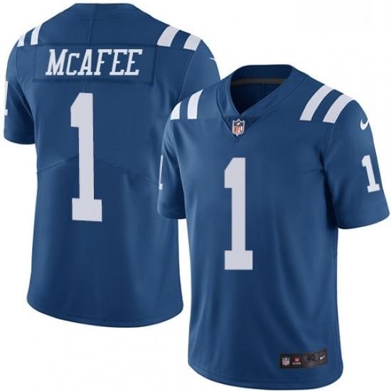 Men Nike Indianapolis Colts 1 Pat McAfee Limited Royal Blue Rush Vapor Untouchable NFL Jersey