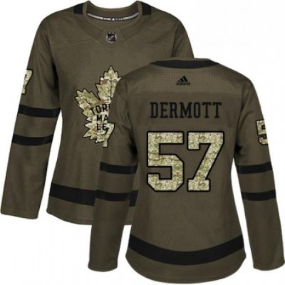 Womens Adidas Toronto Maple Leafs 57 Travis Dermott Authentic Green Salute to Service NHL Jersey