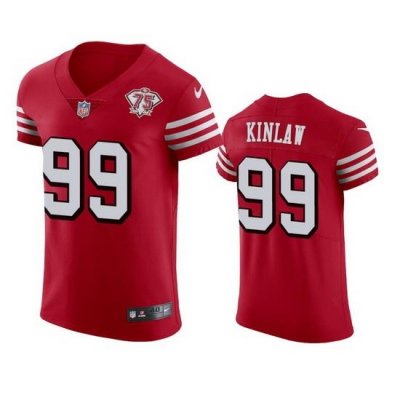 Nike San Francisco 49ers 99 Javon Kinlaw Red Rush Men 75th Anniversary Stitched NFL Vapor Untouchable Elite Jersey