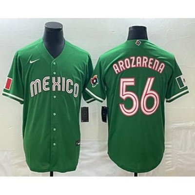 Men's Mexico Baseball #56 Randy Arozarena 2023 Green World Classic Stitched Jersey